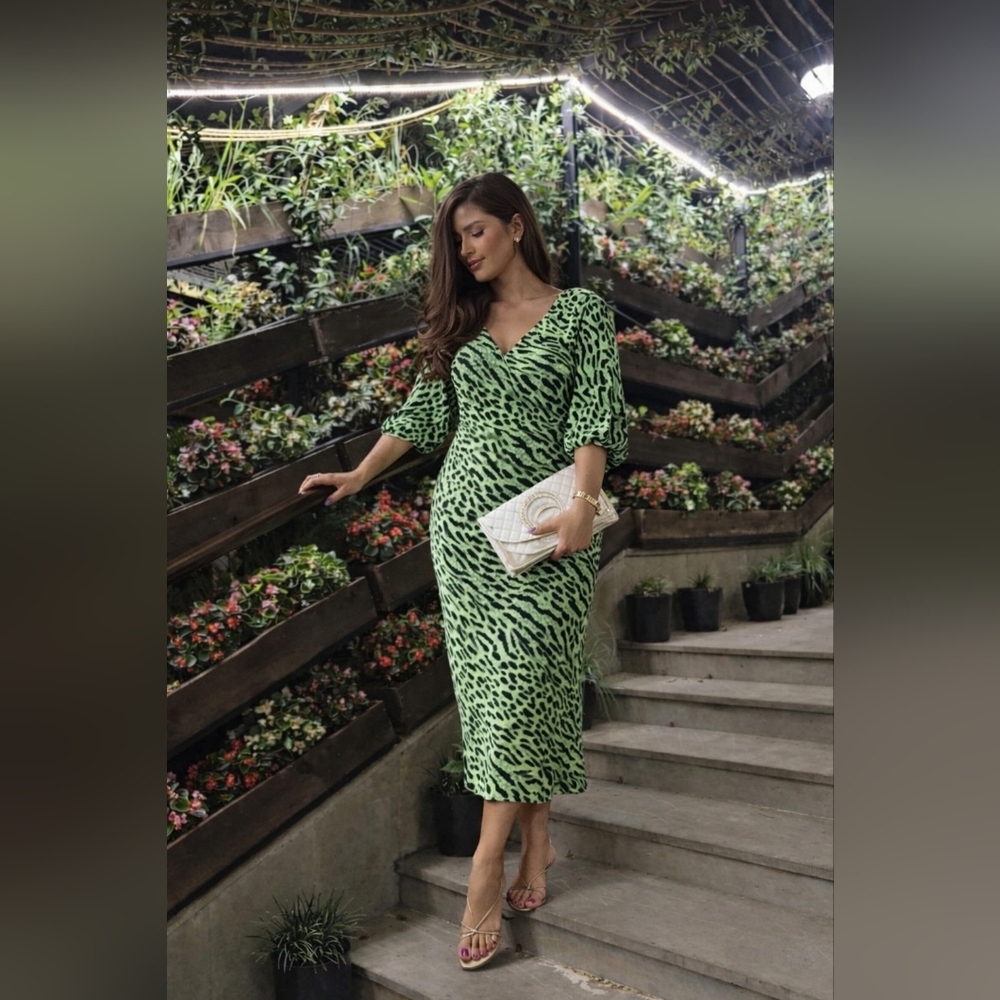 ASOS Green Animal Print Midi Dress – US6